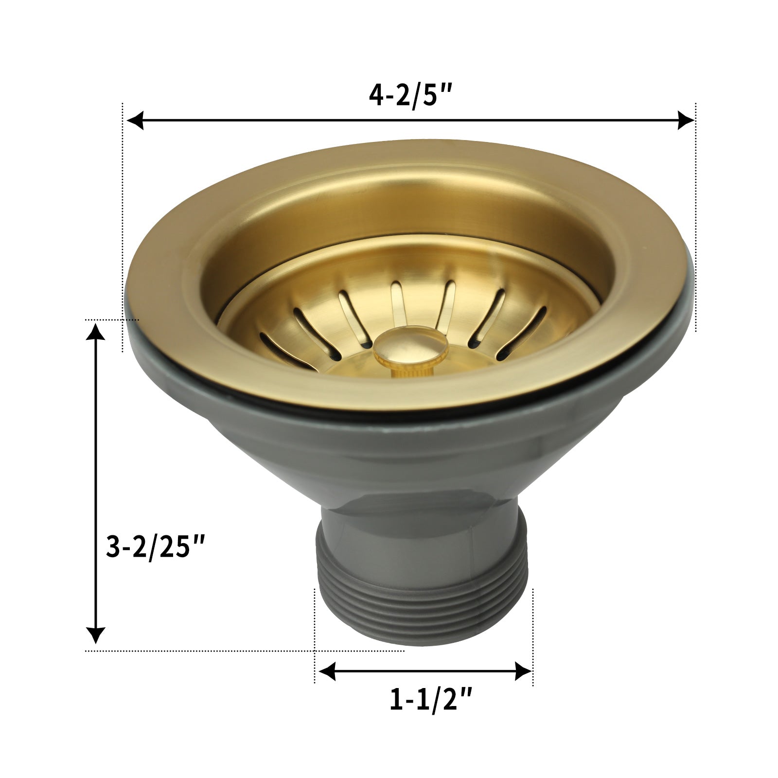 Brushed Gold Kitchen Sink Stopper Replacement for 3-1/2 Inch Standard Strainer Drain - AK82102BTG