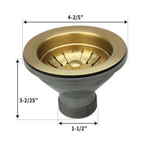 Brushed Gold Kitchen Sink Stopper Replacement for 3-1/2 Inch Standard Strainer Drain - AK82102BTG