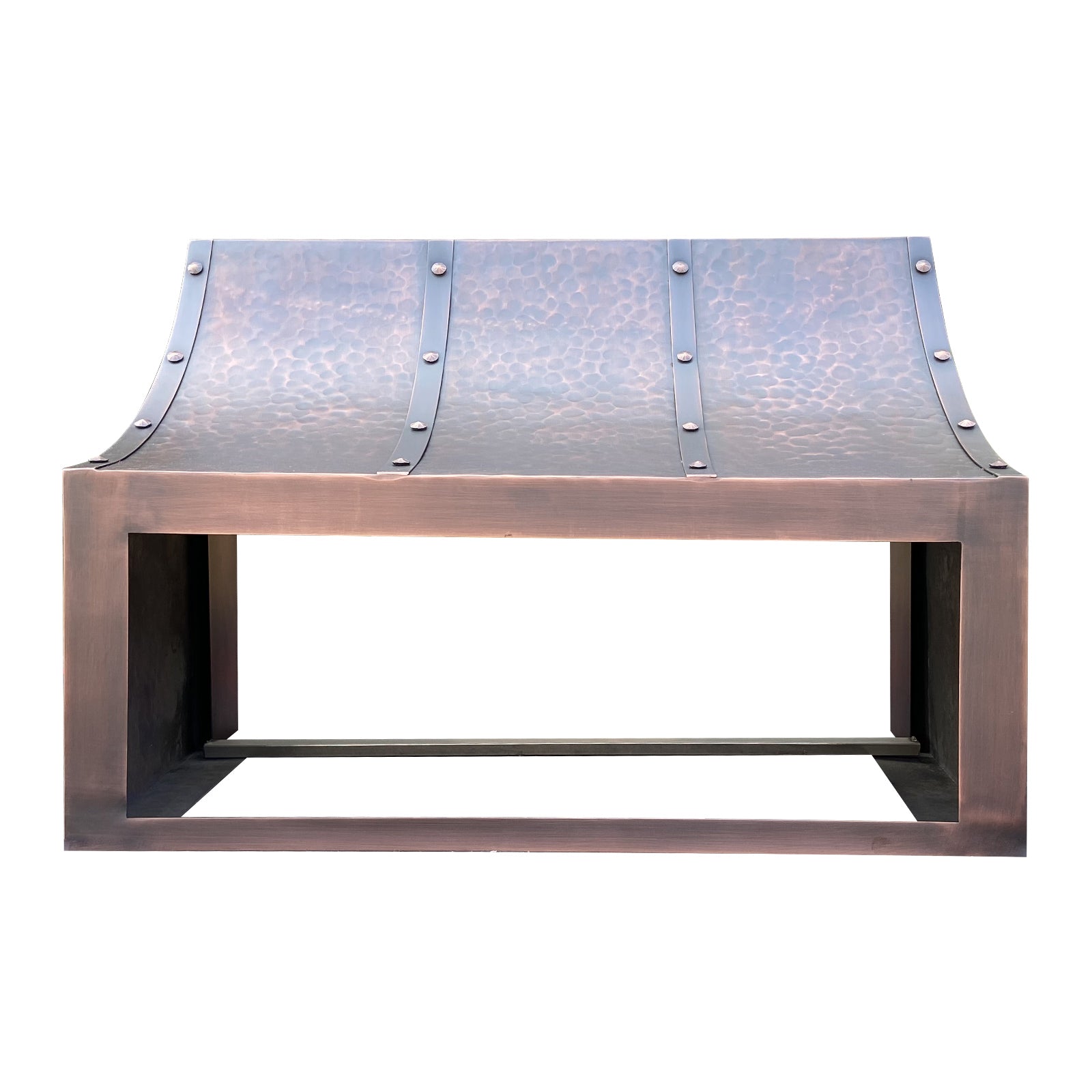 Copper range hood with rivets/straps
