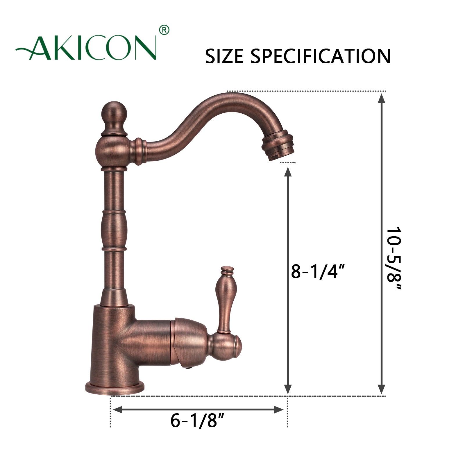 Copper One-Handle Widespread Kitchen Bar Sink Faucet, Solid Brass Prep Sink Faucet - Antique Bronze