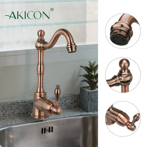 One-Handle Antique Copper Widespread Kitchen Bar Faucet - AK96118P1-AC