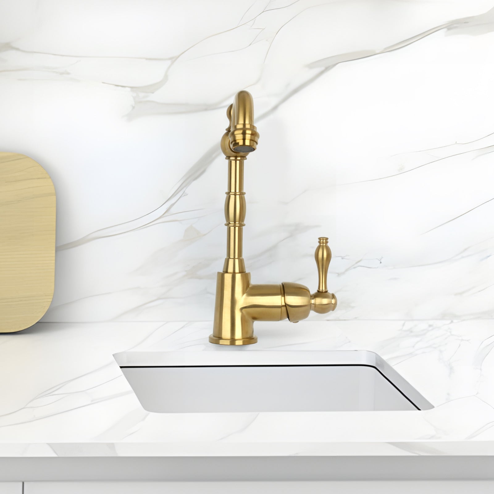 One-Handle Brushed Gold Widespread Kitchen Bar Faucet - AK96118P1-BTG