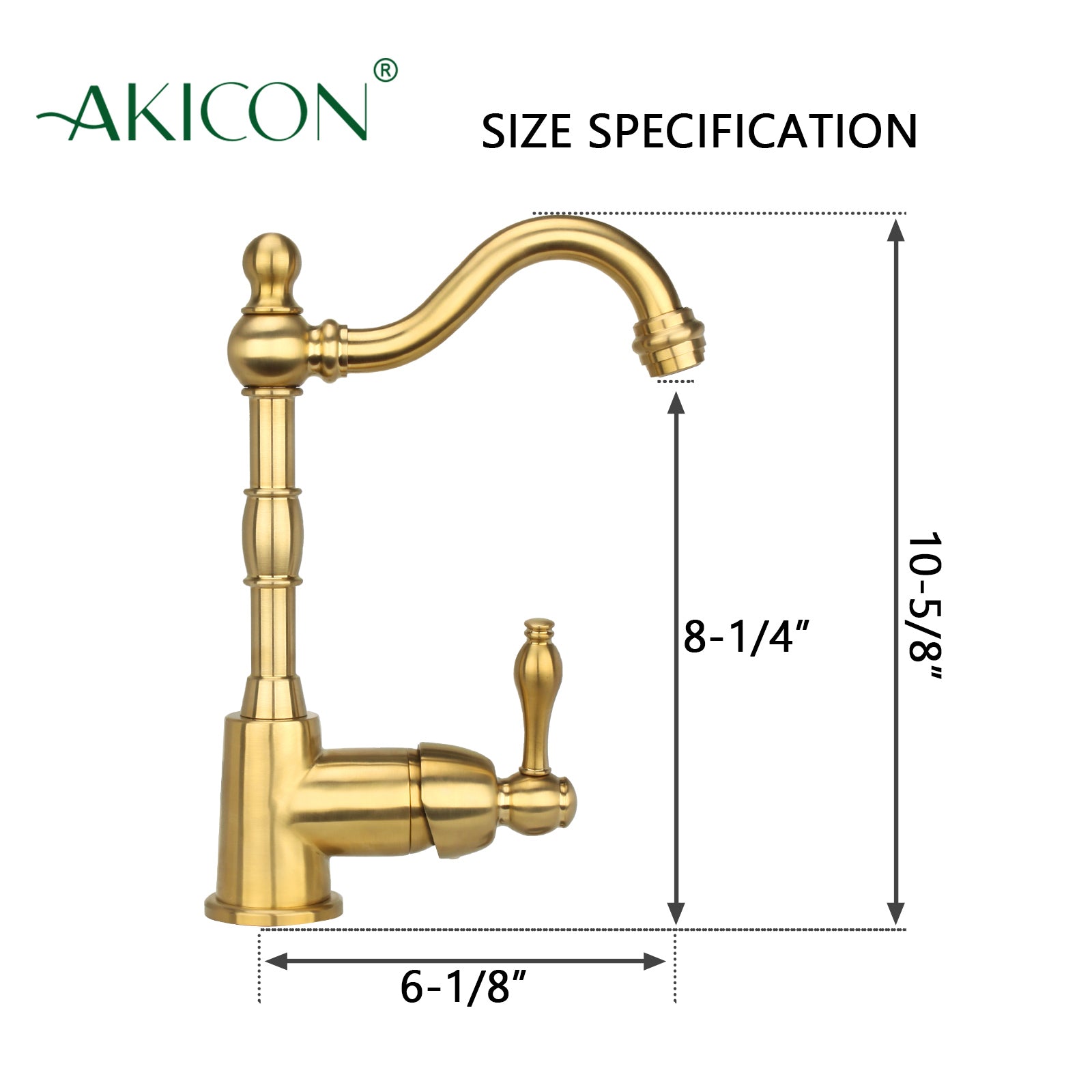 One-Handle Brushed Gold Widespread Kitchen Bar Faucet - AK96118P1-BTG