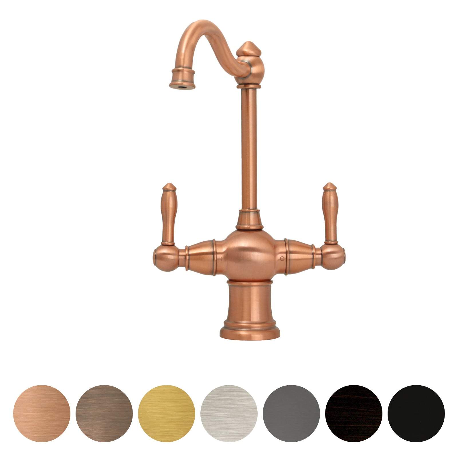 Two-Handles Copper Drinking Water Filter Faucet, Dual Lever Hot and Cold Water Faucet for Instant Hot Water Tank Dispenser & Filtration System - AK96218A1-C