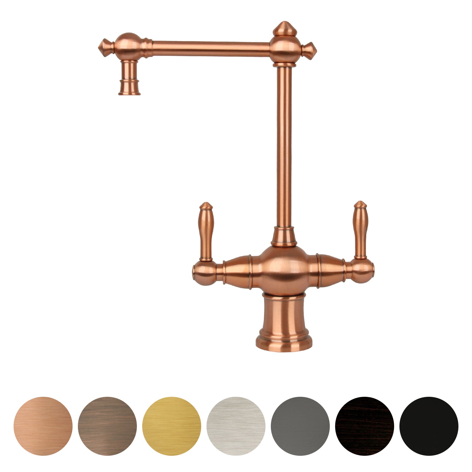 Two-Handles Copper Drinking Water Filter Faucet, Dual Lever Hot and Cold Water Faucet for Instant Hot Water Tank Dispenser & Filtration System-AK96218P1C