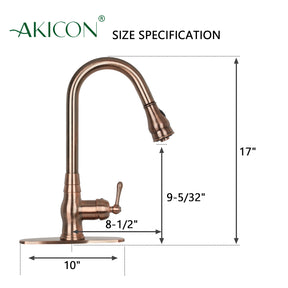 Pull Out Kitchen Faucet with Deck Plate, Single Level Solid Brass Kitchen Sink Faucets with Pull Down Sprayer-AK96418-D-AC
