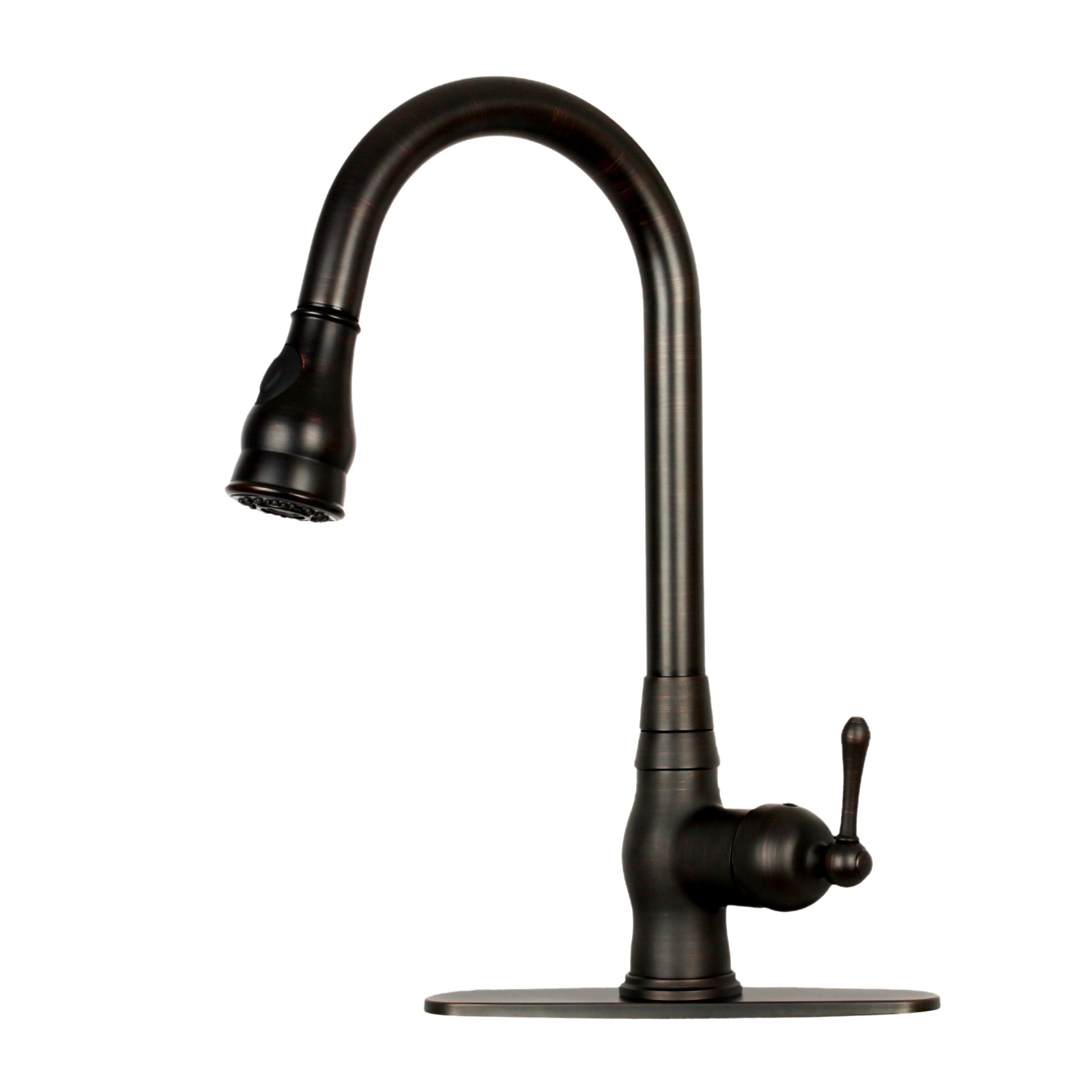 Pull Out Kitchen Faucet with Deck Plate, Single Level Solid Brass Kitchen Sink Faucets with Pull Down Sprayer-AK96418-D-C