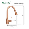 Copper Pull Out Kitchen Faucet, Single Level Solid Brass Kitchen Sink Faucets with Pull Down Sprayer - AK96455C
