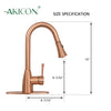 Copper Kitchen Faucet with Soap Dispenser, Single Handle Solid Brass High Arc Pull Down Sprayer Head Kitchen Sink Faucets with Deck Plate