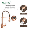 Copper Kitchen Faucet with Soap Dispenser, Single Handle Solid Brass High Arc Pull Down Sprayer Head Kitchen Sink Faucets with Deck Plate