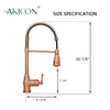 Copper Pre-Rinse Spring Kitchen Faucet, Single Level Solid Brass Kitchen Sink Faucets with Pull Down Sprayer - AK96518C