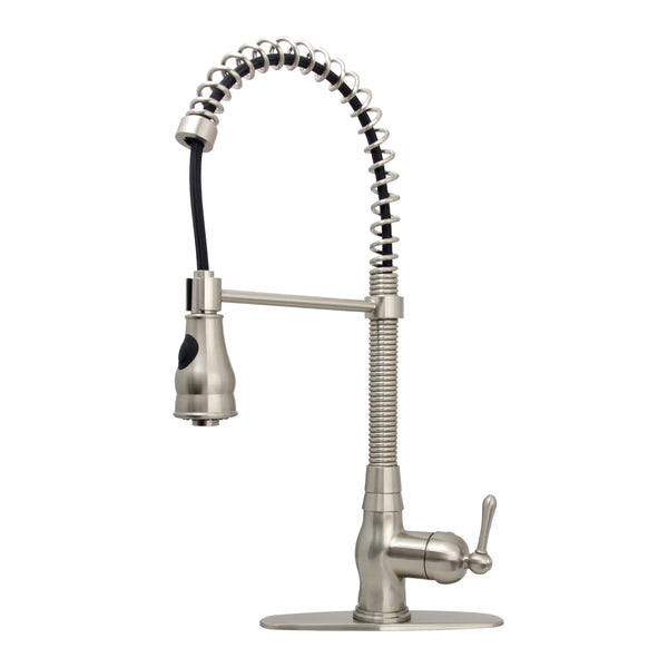 Copper Pre-Rinse Spring Kitchen Faucet, Single Level Solid Brass Kitchen Sink Faucets with Pull Down Sprayer