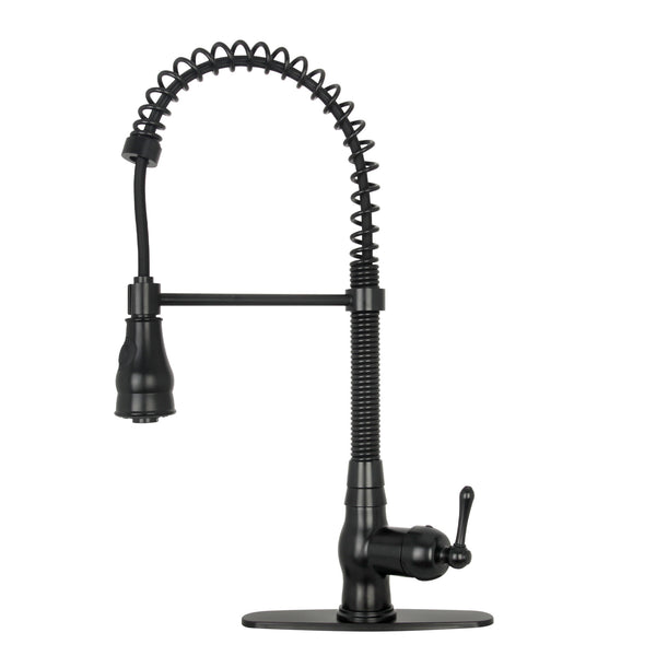Copper Pre-Rinse Spring Kitchen Faucet, Single Level Solid Brass Kitchen Sink Faucets with Pull Down Sprayer