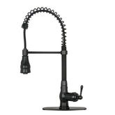 Matte Black Pre-Rinse Spring Kitchen Faucet, Single Level Solid Brass Kitchen Sink Faucets with Pull Down Sprayer - AK96518A-MB