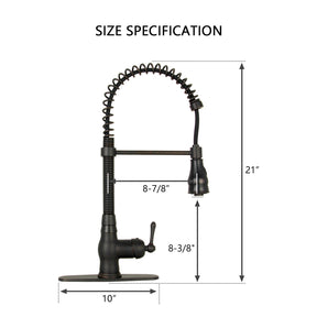 Oil Rubbed Bronze Pre-Rinse Spring Kitchen Faucet, Single Level Solid Brass Kitchen Sink Faucets with Pull Down Sprayer - AK96518A-ORB