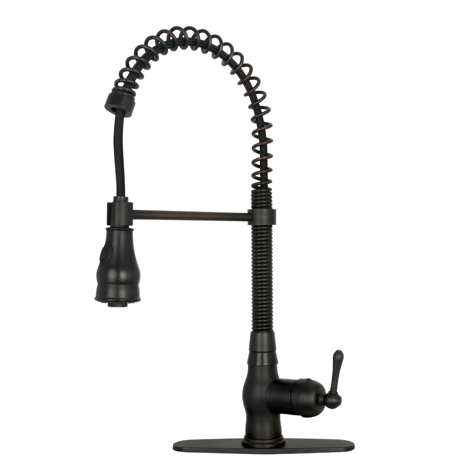 Oil Rubbed Bronze Pre-Rinse Spring Kitchen Faucet, Single Level Solid Brass Kitchen Sink Faucets with Pull Down Sprayer - AK96518A-ORB