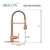Copper Kitchen Faucet with Soap Dispenser, Single Handle Solid Brass High Arc Pull Down Sprayer Head Kitchen Sink Faucets with Deck Plate