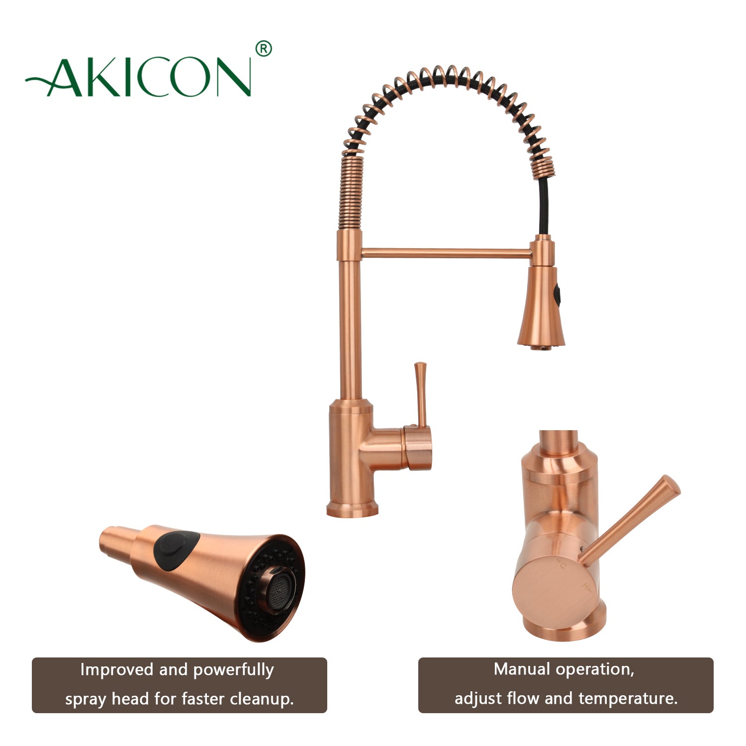 Copper Kitchen Faucet with Soap Dispenser, Single Handle Solid Brass High Arc Pull Down Sprayer Head Kitchen Sink Faucets with Deck Plate
