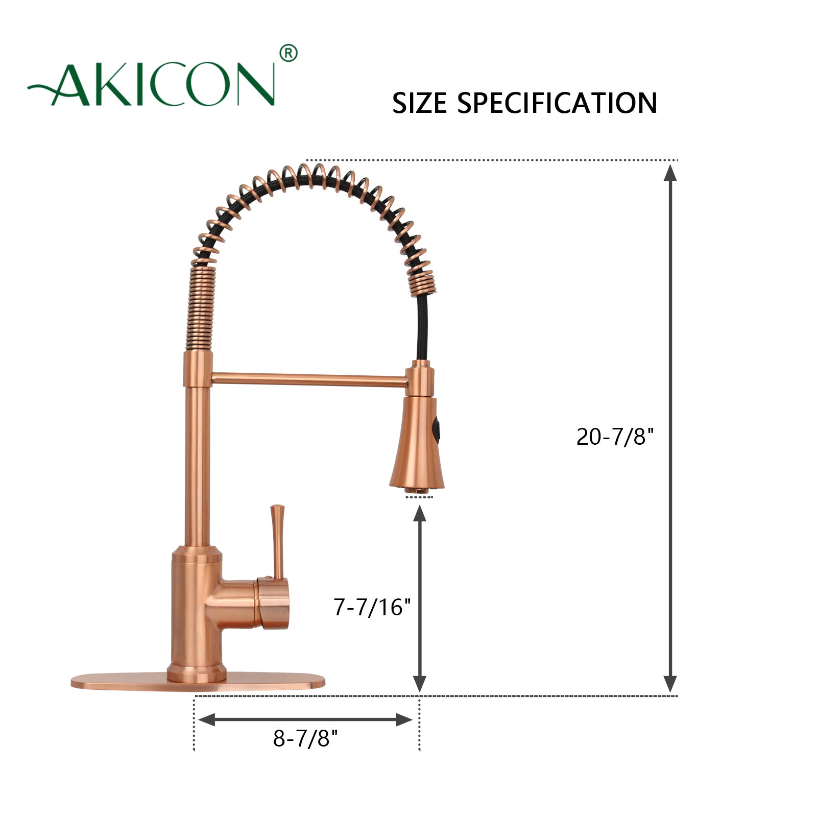 Copper Kitchen Faucet with Soap Dispenser, Single Handle Solid Brass High Arc Pull Down Sprayer Head Kitchen Sink Faucets with Deck Plate