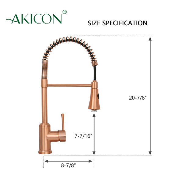 One-Handle Pre-Rinse Spring Copper Kitchen Faucet - AK96566-C