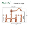 Two-Handles Copper Bridge Kitchen Faucet with Side Sprayer - AK96718C