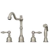 Two-Handles Brushed Nickel Widespread Kitchen Faucet with Side Sprayer - AK96818-BN