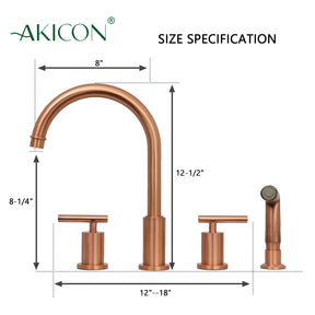 Two-Handles Copper Widespread Kitchen Faucet with Plastic Side Sprayer - AK96866N1