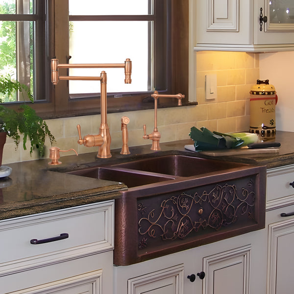 One-Handle Copper Pot Filler Kitchen Faucet with Side Sprayer - AK96918P1