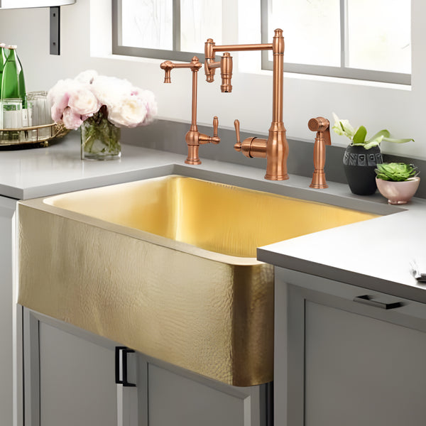 One-Handle Copper Pot Filler Kitchen Faucet with Side Sprayer - AK96918P2