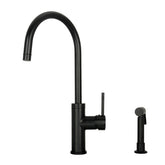 One-Handle Matte Black Widespread Kitchen Faucet with Side Sprayer-AK96966-MB
