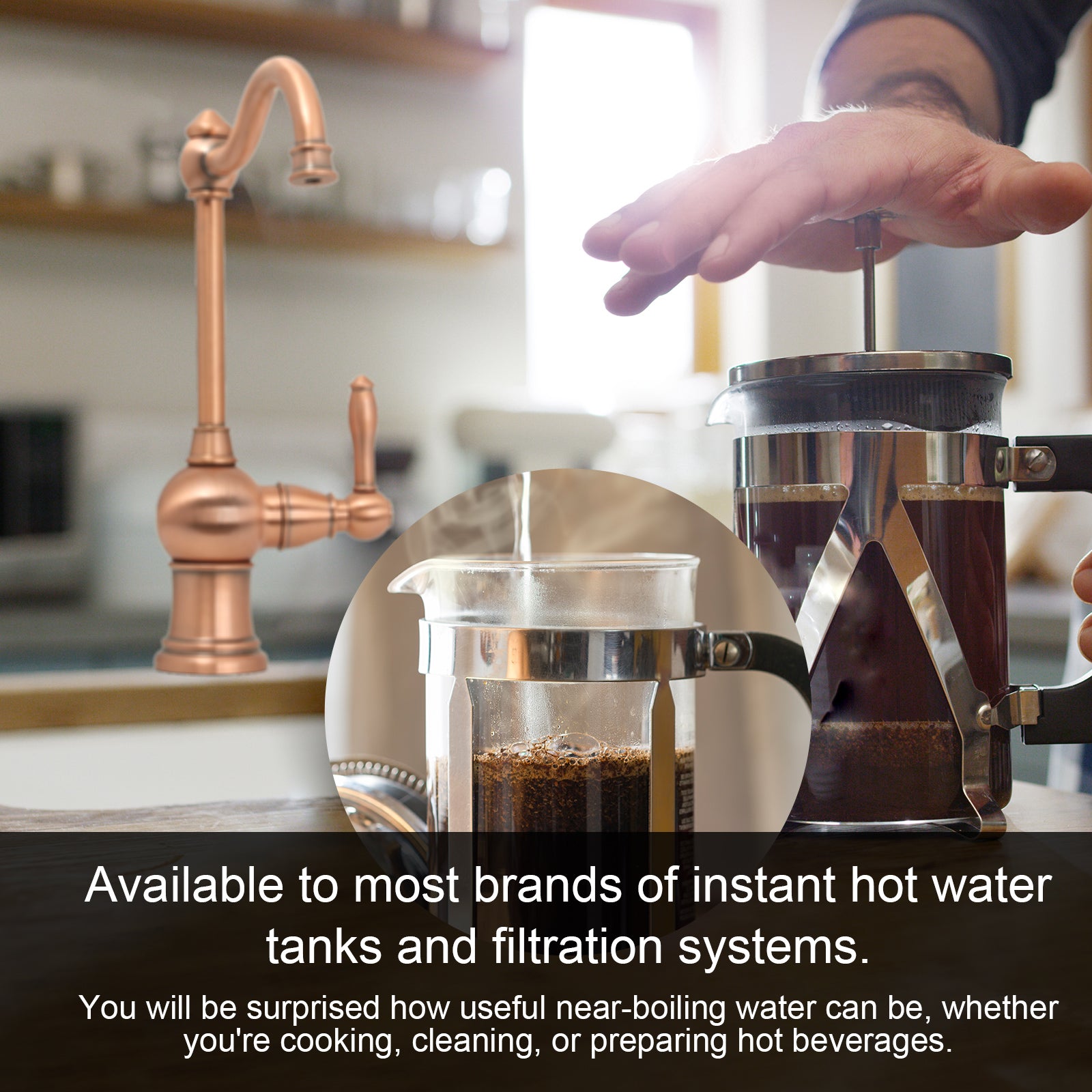 One-Handle Copper Drinking Water Filter Faucet for Instant Hot Water Tank Dispenser & Filtration System - AK97718A1-C