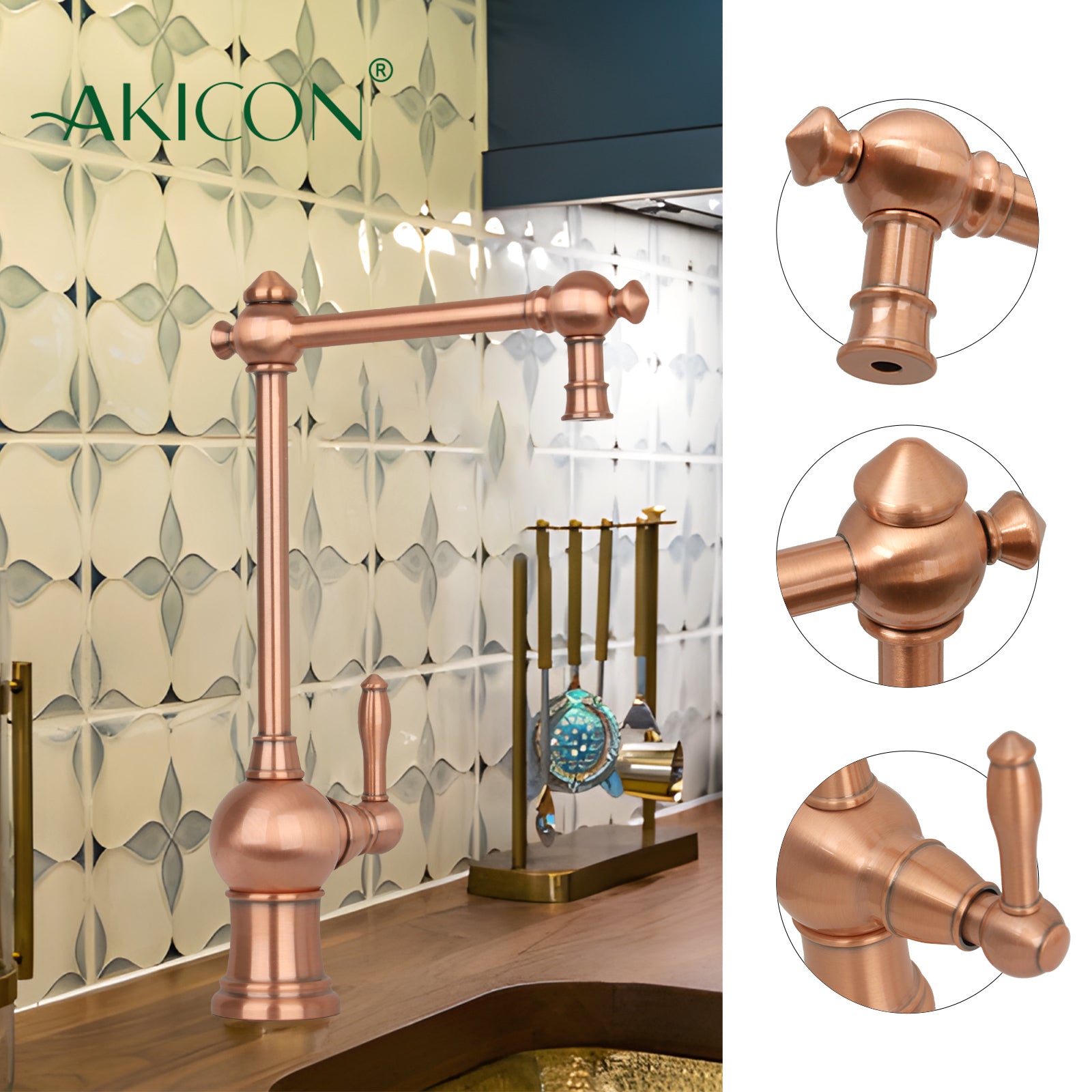 One-Handle Copper Drinking Water Filter Faucet for Instant Hot Water Tank Dispenser & Filtration System - AK97718P2C
