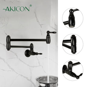 Matte Black Pot Filler Kitchen Faucet Wall-Mounted - AK98288-MB