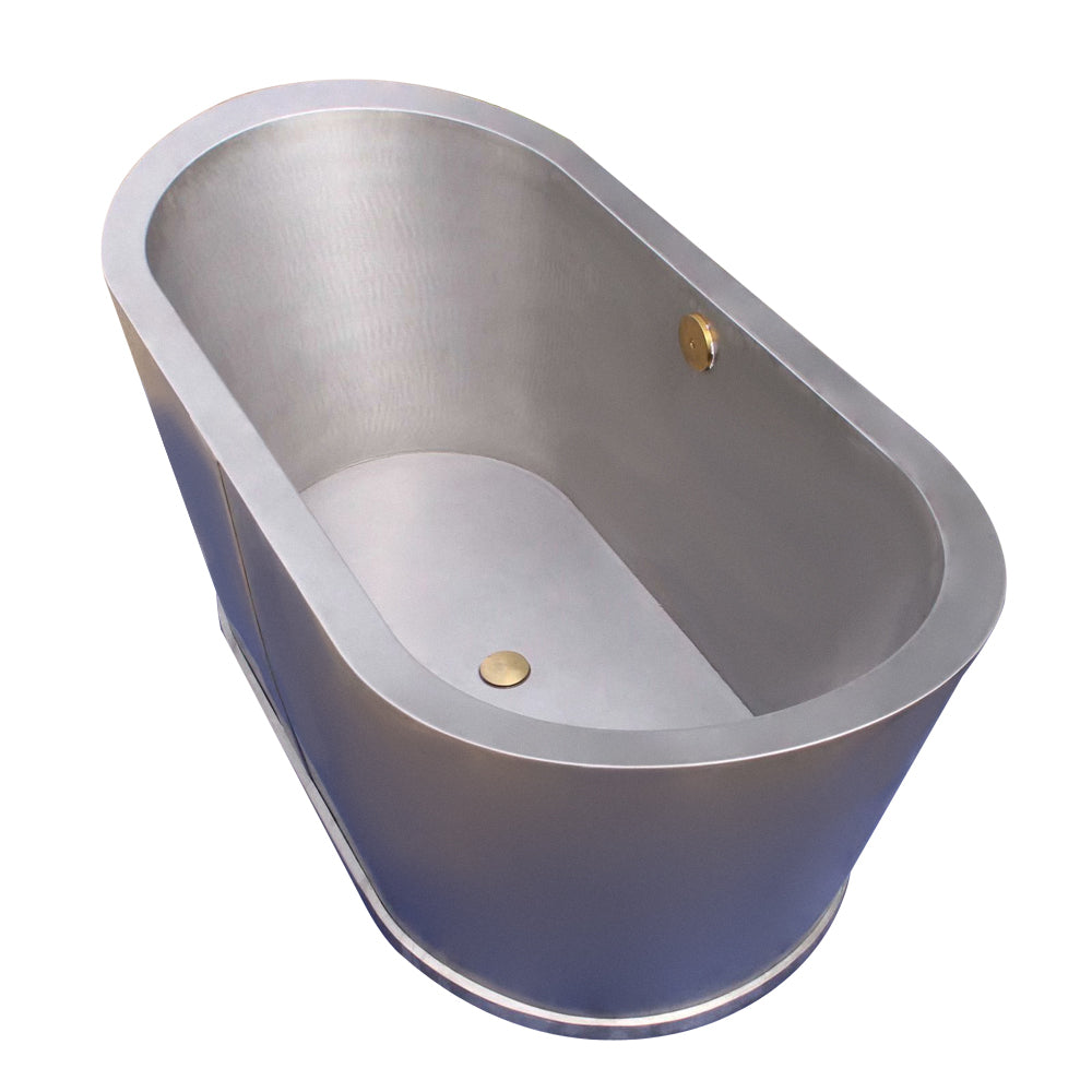 Akicon Stainless Steel Double-Slipper Roll-Top Bathtub w/Pedestal - AKB30001-S