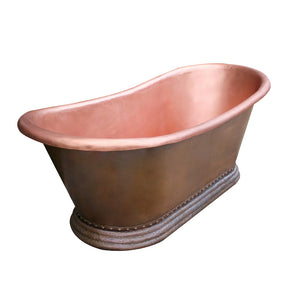 Akicon Copper Double-Slipper Roll-Top Bathtub w/Pedestal AKB70008-C