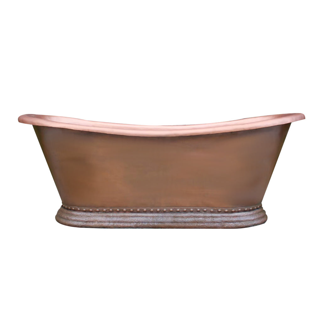 Akicon Copper Double-Slipper Roll-Top Bathtub w/Pedestal AKB70008-C