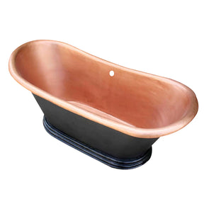 Akicon Copper Double-Slipper Roll-Top Bathtub w/Pedestal AKB70010-C