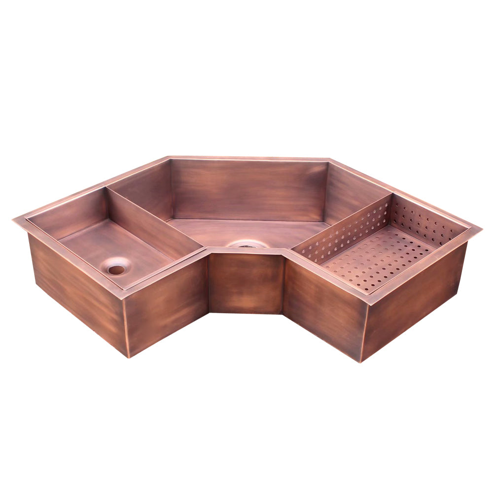 Copper corner sink
