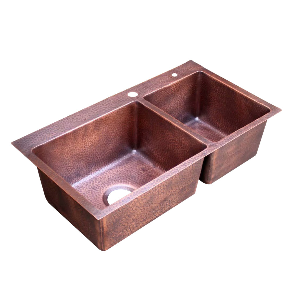 Akicon Double Bowl Drop-In Copper Sink -AKS605-C