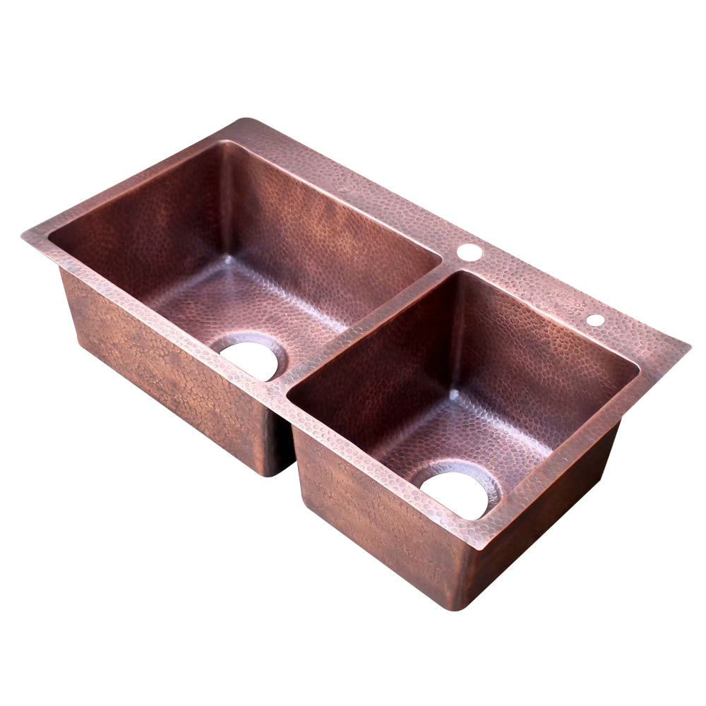 Akicon Double Bowl Drop-In Copper Sink -AKS605-C