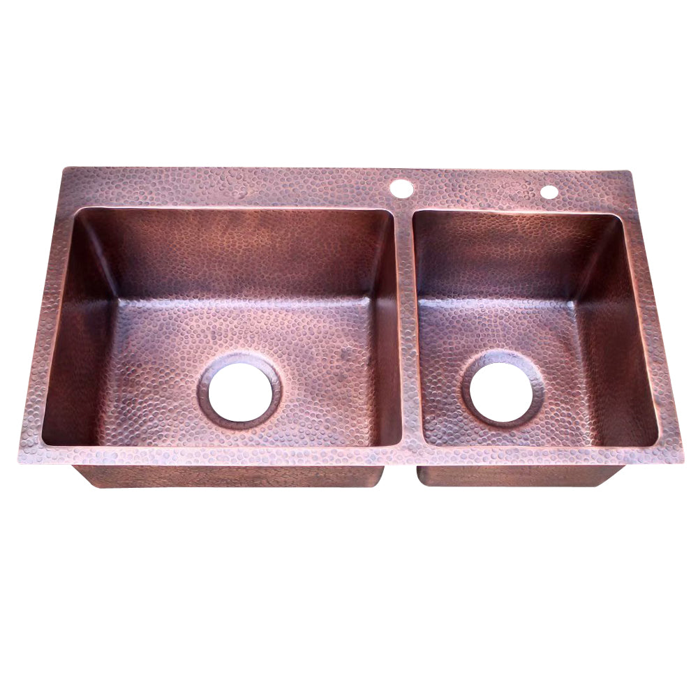 Akicon Double Bowl Drop-In Copper Sink -AKS605-C