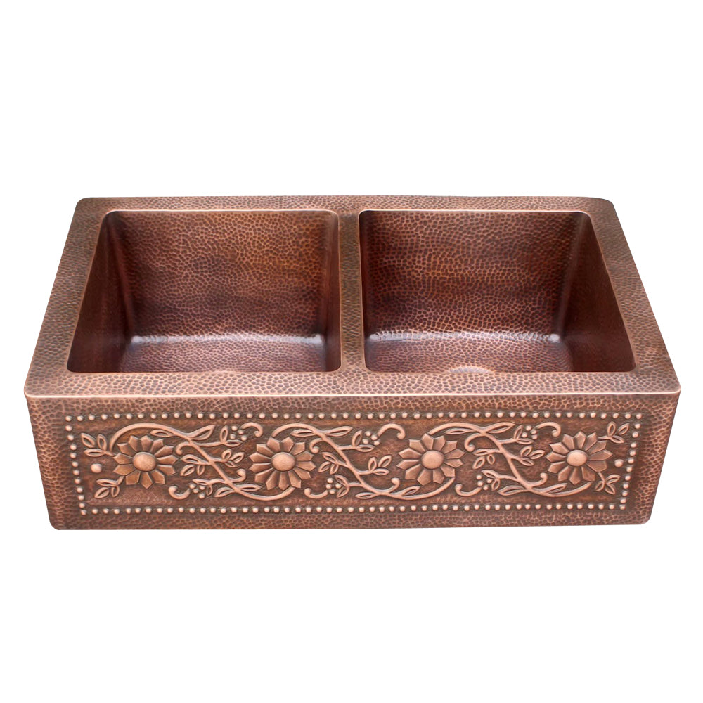 Akicon Double Bowl Undermount Kitchen Copper Sink -AKS604-C