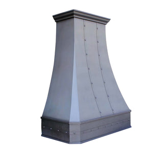 Copper range hood with rivets/straps