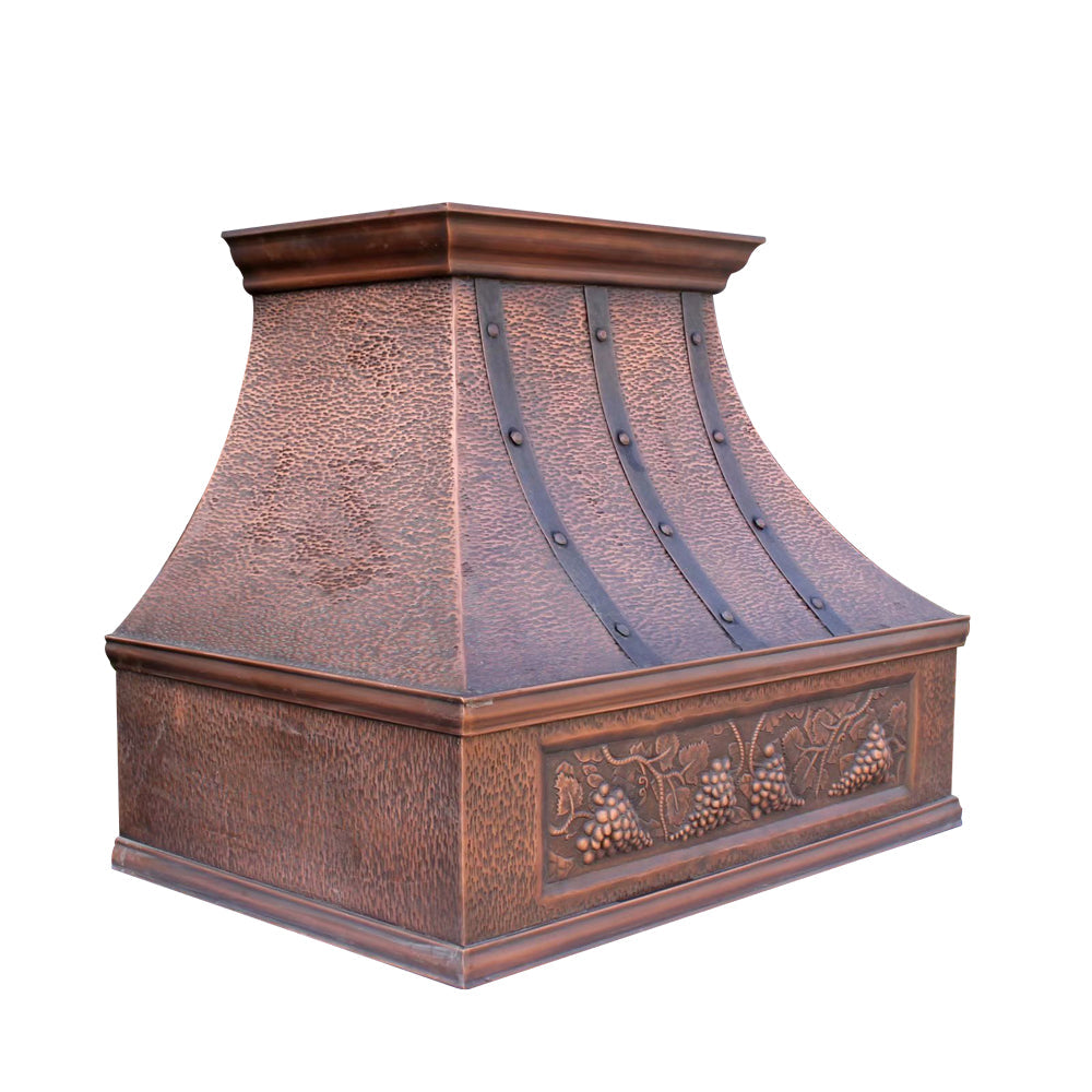 Hammered copper range hood