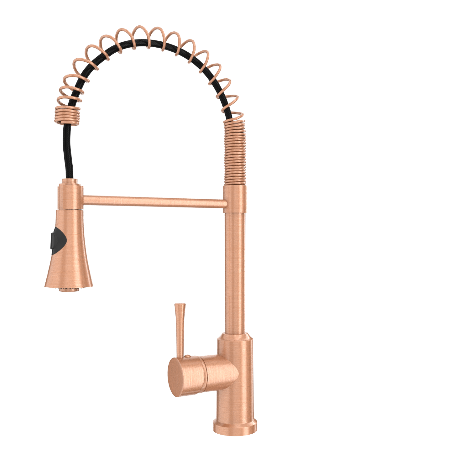 Copper Kitchen Faucet with Soap Dispenser, Single Handle Solid Brass High Arc Pull Down Sprayer Head Kitchen Sink Faucets with Deck Plate
