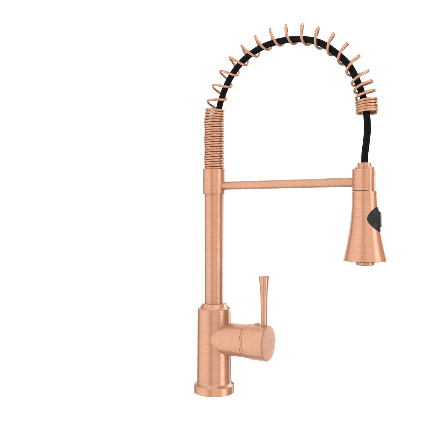 Copper Kitchen Faucet with Soap Dispenser, Single Handle Solid Brass High Arc Pull Down Sprayer Head Kitchen Sink Faucets with Deck Plate