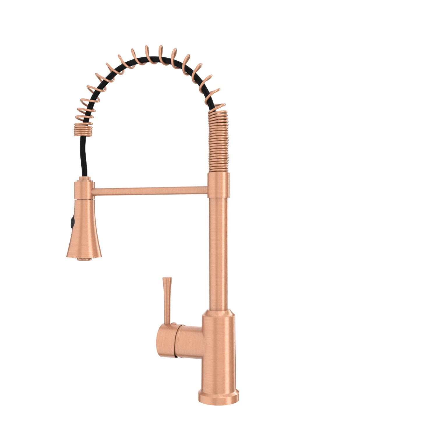 Copper Kitchen Faucet with Soap Dispenser, Single Handle Solid Brass High Arc Pull Down Sprayer Head Kitchen Sink Faucets with Deck Plate