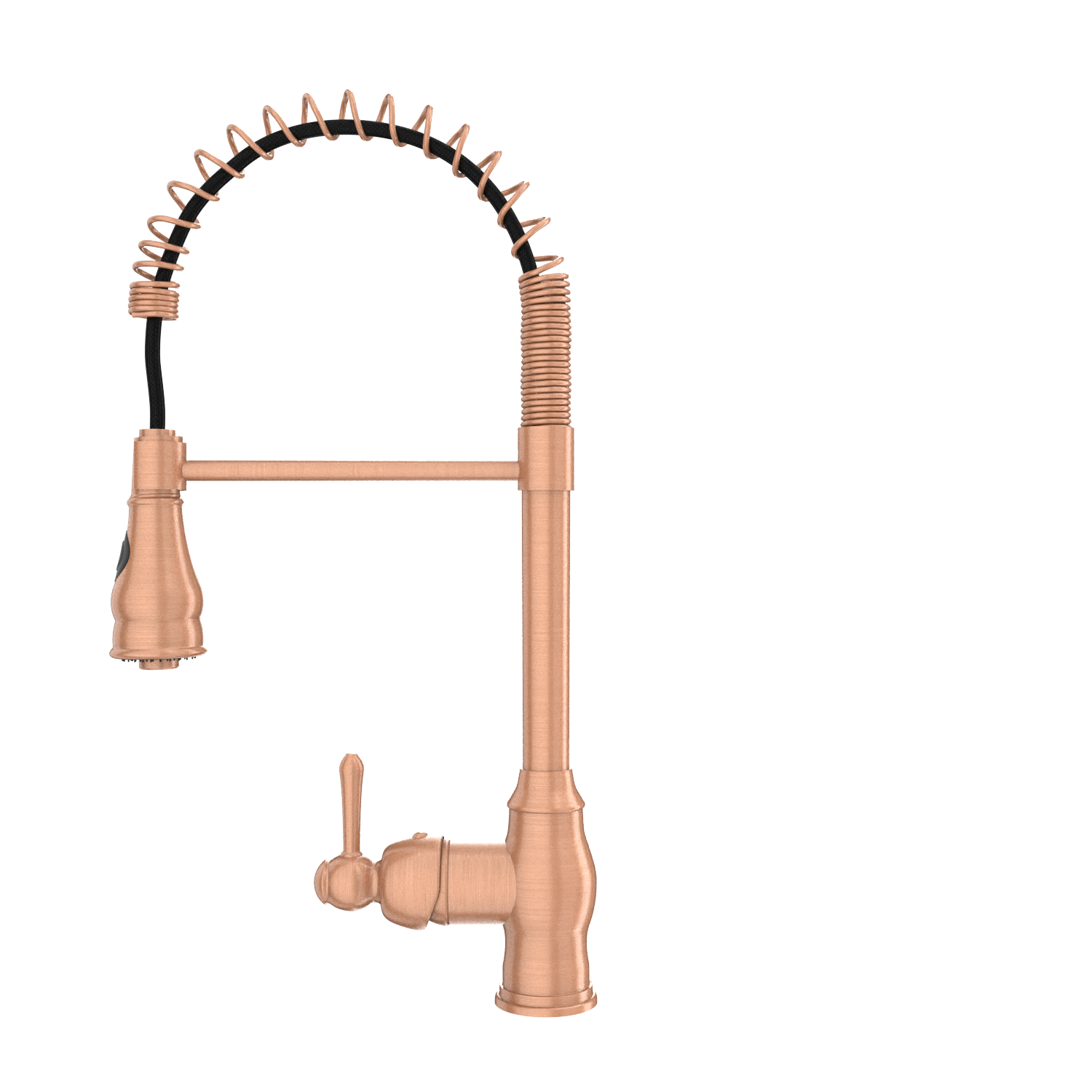Copper Pre-Rinse Spring Kitchen Faucet, Single Level Solid Brass Kitchen Sink Faucets with Pull Down Sprayer - AK96518C