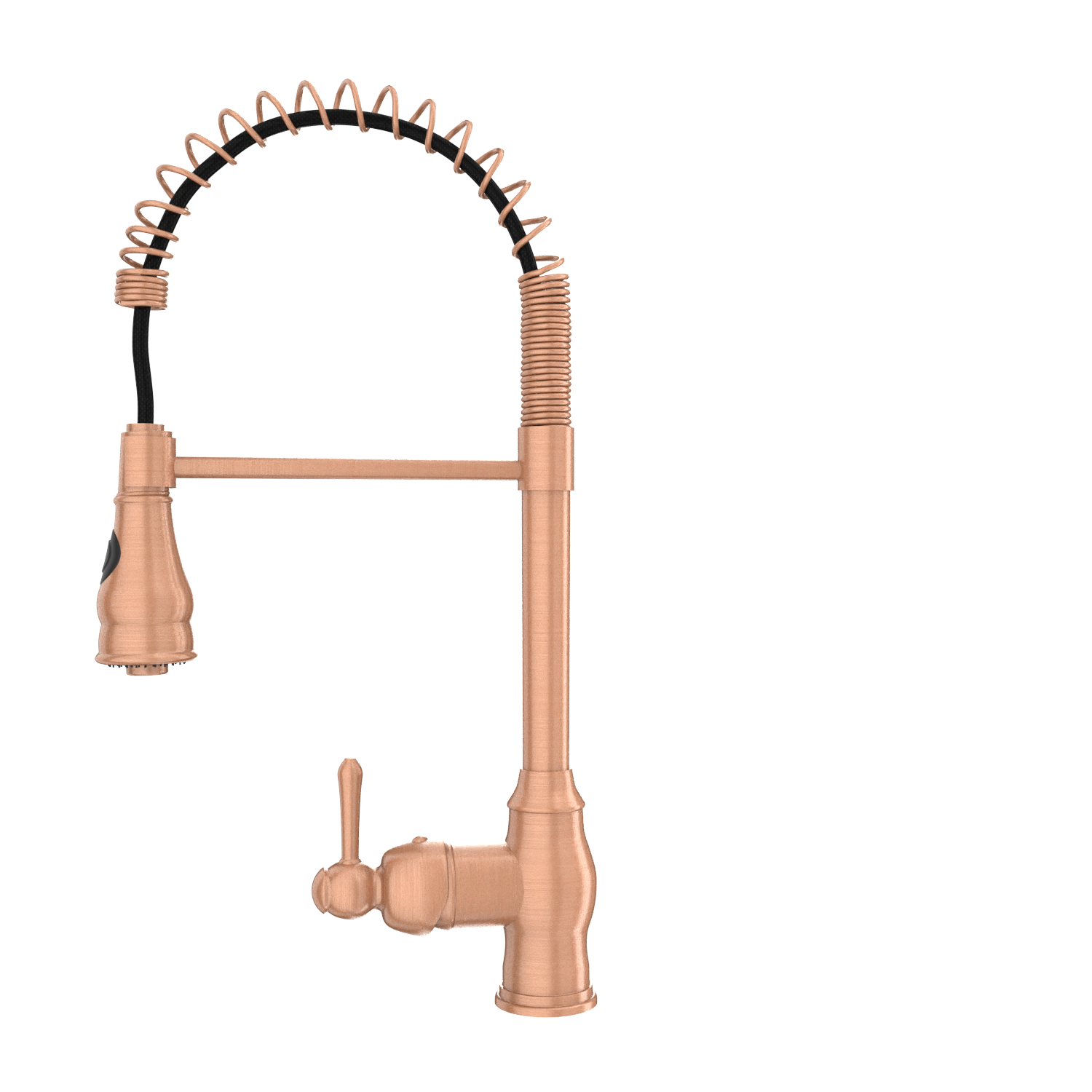 Copper Pre-Rinse Spring Kitchen Faucet, Single Level Solid Brass Kitchen Sink Faucets with Pull Down Sprayer - AK96518C