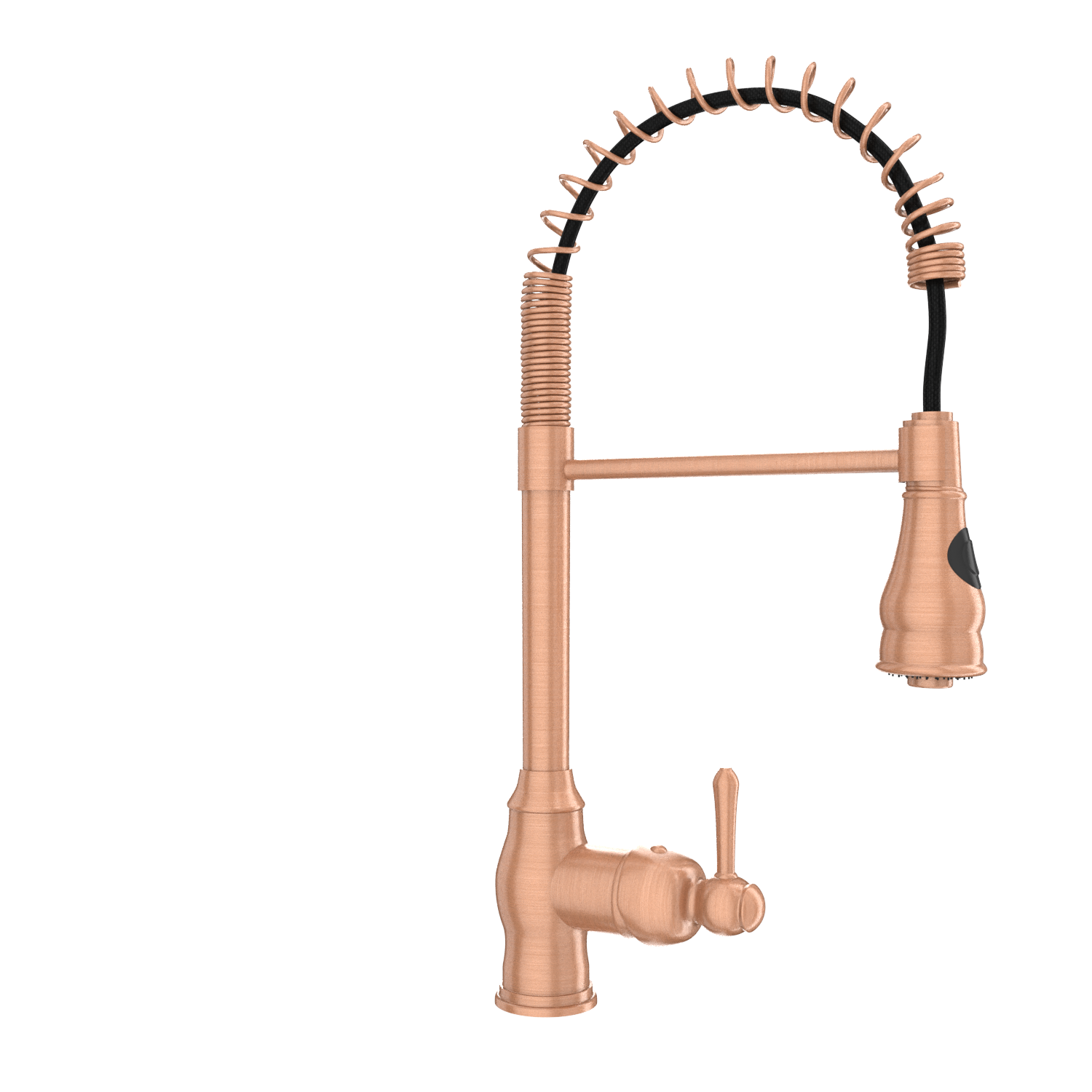 Copper Kitchen Faucet with Soap Dispenser, Single Handle Solid Brass High Arc Pull Down Sprayer Head Kitchen Sink Faucets with Deck Plate